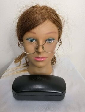 Coach Gold-Tone Wire Frame Glasses Classic Round Style With Box